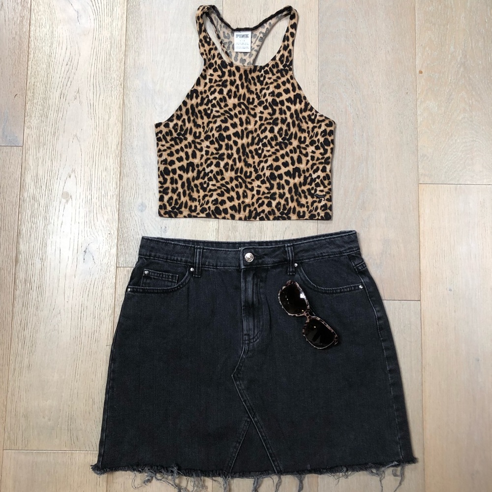 VS PINK • cheetah racerback crop tank top